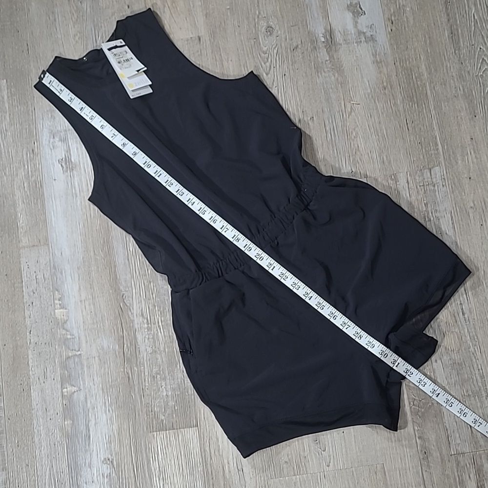 Active Romper slider Open Back Zella W/XS Black Sleeveless Mesh Trim Pockets NWT - Picture 9 of 9